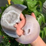 Druzy Agate Moon Agate Geode Moon On Stand Free Shelf