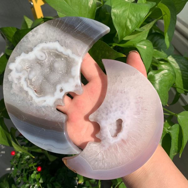 Druzy Agate Moon Agate Geode Moon On Stand Free Shelf