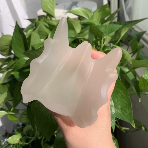Big Selenite Dragon Head Carving Crystal Dragon Animal Carving