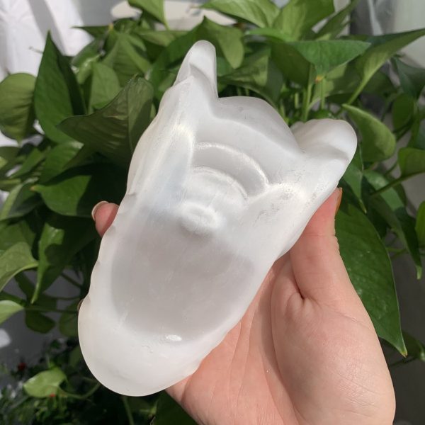 Big Selenite Dragon Head Carving Crystal Dragon Animal Carving