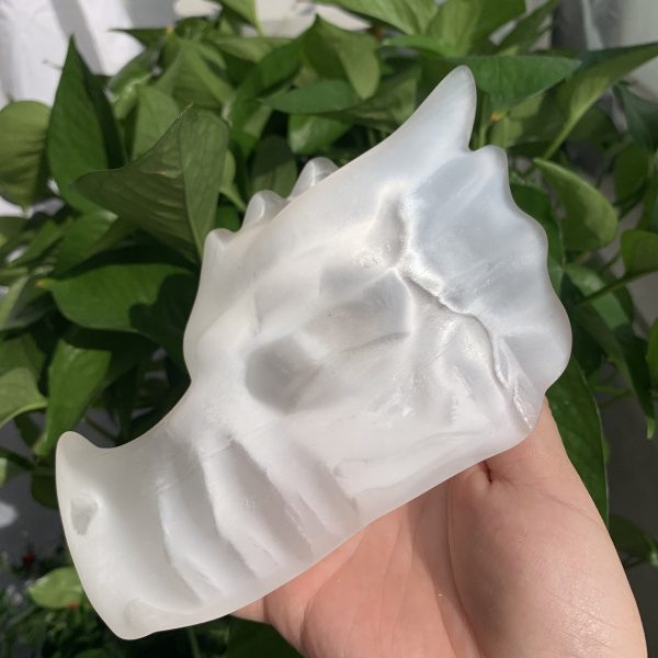 Big Selenite Dragon Head Carving Crystal Dragon Animal Carving