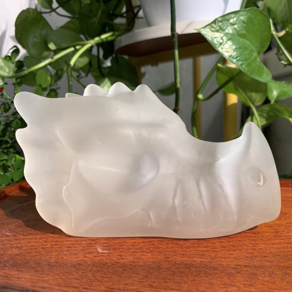 Big Selenite Dragon Head Carving Crystal Dragon Animal Carving