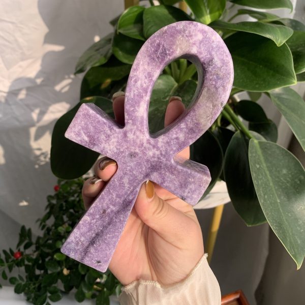 Crystal Ankh Lepidolite Crux Ansata Carving Free Shipping