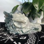 Moss Agate Dragon Head 6.0inch Big Crystal Dragon Skull Carving Free Shipping
