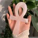 Rose Quartz Ankh Crystal Crux Ansata Carving 6.0inch Free Shipping