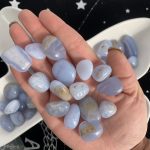 Blue Chalcedony Agate Tumbled Stone 15-20mm Free Shipping