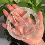Clear Quartz Pentagram 4inch Crystal Pentacle Carving Free Shipping