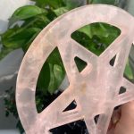 Rose Quartz Pentagram Crystal Pentacle Carving 7.5inch Free Shipping