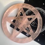 Rose Quartz Pentagram Crystal Pentacle Carving 7.5inch Free Shipping
