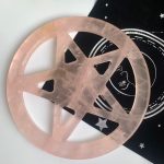 Rose Quartz Pentagram Crystal Pentacle Carving 7.5inch Free Shipping