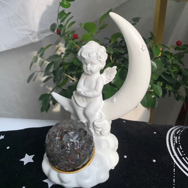 Yooperlite Moon Sphere UV Reactive Crystal Moon Carving Free Shipping