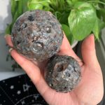 Yooperlite Moon Sphere UV Reactive Crystal Moon Carving Free Shipping