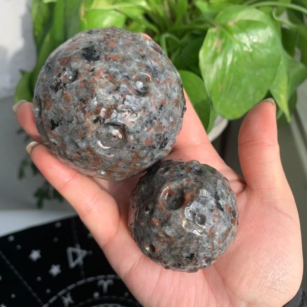 Yooperlite Moon Sphere UV Reactive Crystal Moon Carving Free Shipping