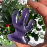 Indigo Fluorite Cactus With Eye & Tiara Lovely Crystal Plant Carving Free Shipping