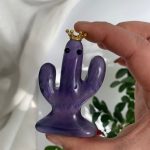 Indigo Fluorite Cactus With Eye & Tiara Lovely Crystal Plant Carving Free Shipping
