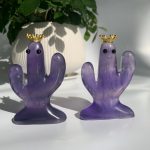 Indigo Fluorite Cactus With Eye & Tiara Lovely Crystal Plant Carving Free Shipping