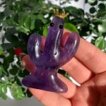 Indigo Fluorite Cactus With Eye & Tiara Lovely Crystal Plant Carving Free Shipping