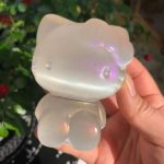 Angel Aura Selenite Hello Kitty 80mm Titanium Aura Coated Selenite Cat Free Shipping