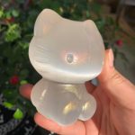 Angel Aura Selenite Hello Kitty 80mm Titanium Aura Coated Selenite Cat Free Shipping