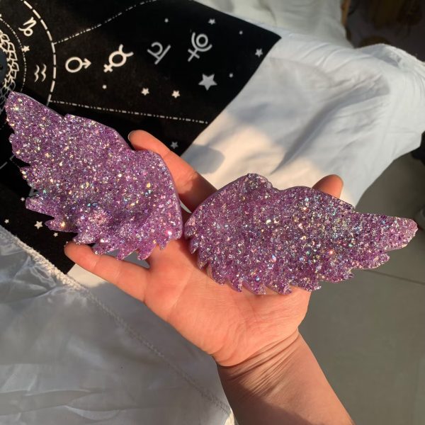 Aura Amethyst Butterfly On Stand Titanium Aura Coated Amethyst Wing Free Shipping