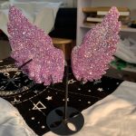 Aura Amethyst Butterfly On Stand Titanium Aura Coated Amethyst Wing Free Shipping