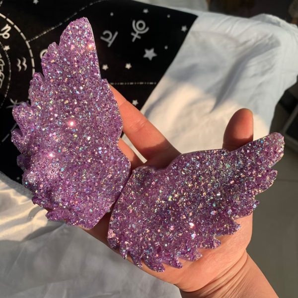 Aura Amethyst Butterfly On Stand Titanium Aura Coated Amethyst Wing Free Shipping