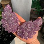Aura Amethyst Butterfly On Stand Titanium Aura Coated Amethyst Wing Free Shipping
