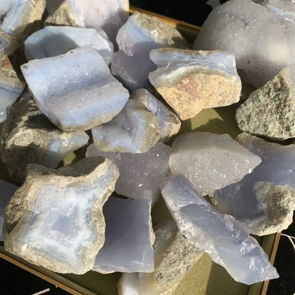 Raw Blue Lace Agate Chalcedony Stone Free Shipping