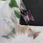 Crystal Butterfly With Metal Shelf Fluorite Moss Agate Howlite Animal Crystal