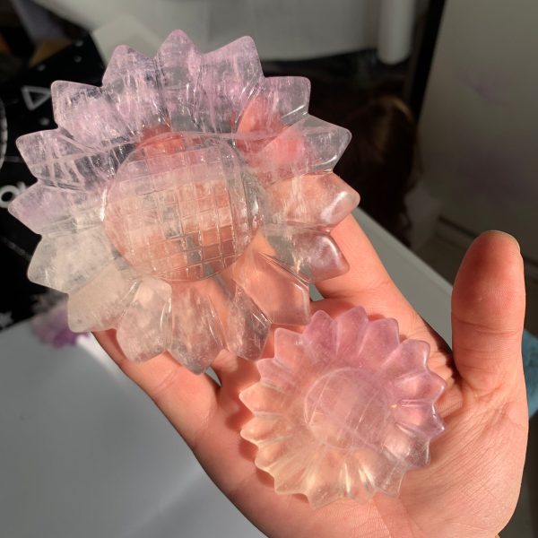 Crystal Sun Flowers On Stand Moss Agate Fluorite Free Shipping