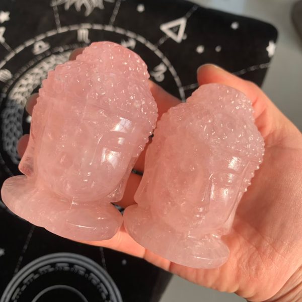 Rose Quartz Buddha Carving 75mm Free Shipping