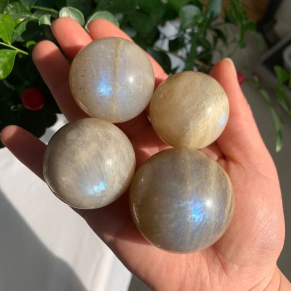 Blue Flashy Moonstone Sphere Small Ball Free Shipping