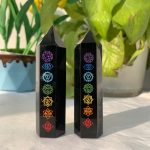 Engraved Chakra Obsidian Tower Crystal Point Wholesale