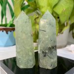 Prehnite Tower With Black Tourmaline Free Shipping