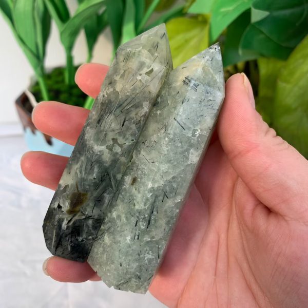 Prehnite Tower With Black Tourmaline Free Shipping