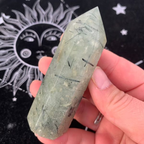 Prehnite Tower With Black Tourmaline Free Shipping