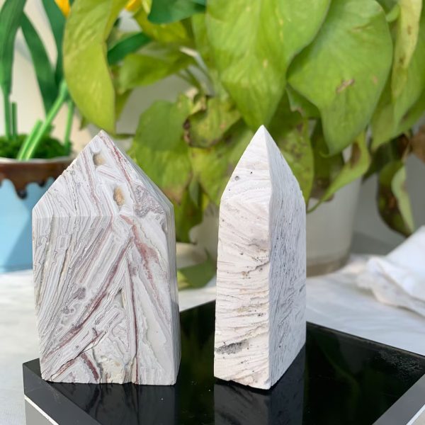 White Mexican Agate Tower 4 Sides Crystal Points Wholesale