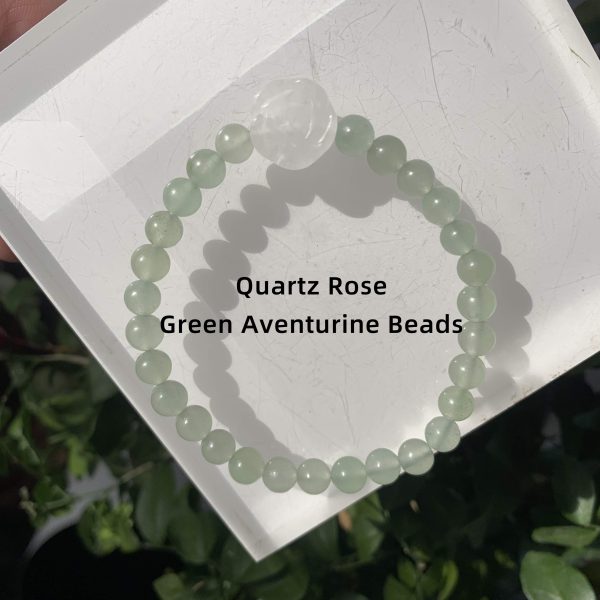 Crystal Bracelet With Rose 6mm Round Beads Free Shipping