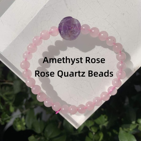 Crystal Bracelet With Rose 6mm Round Beads Free Shipping