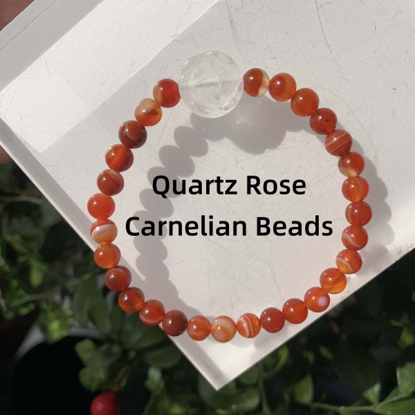 Crystal Bracelet With Rose 6mm Round Beads Free Shipping