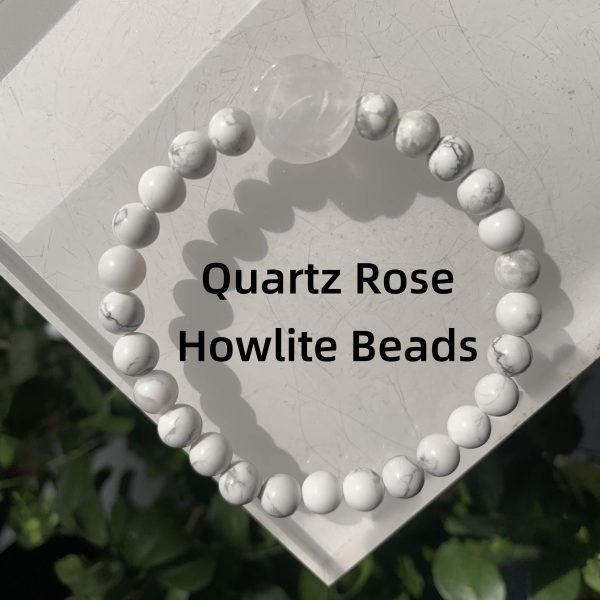Crystal Bracelet With Rose 6mm Round Beads Free Shipping