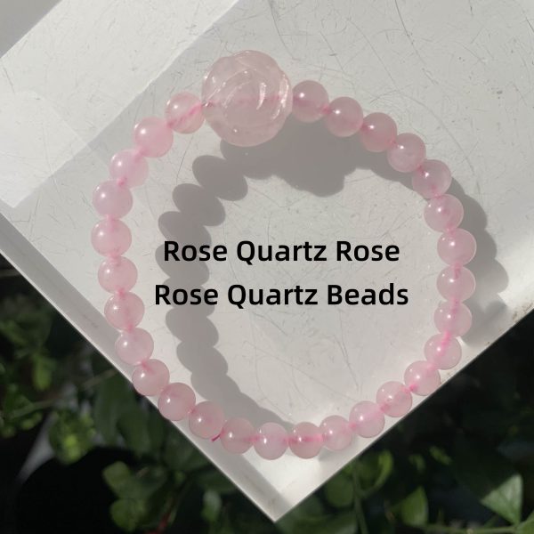 Crystal Bracelet With Rose 6mm Round Beads Free Shipping