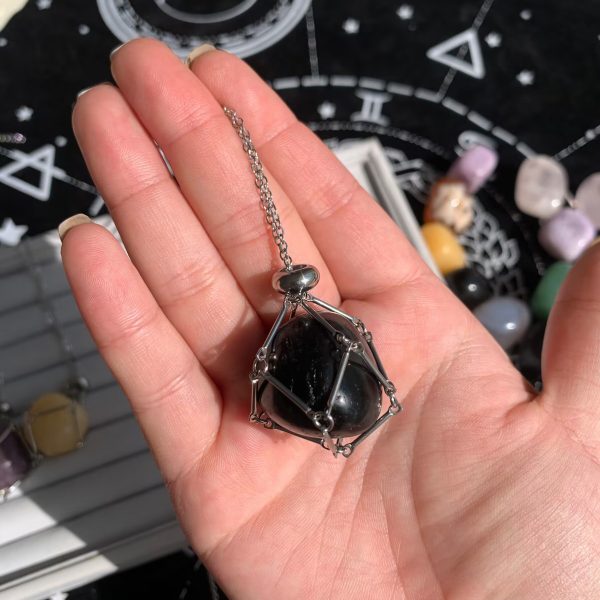 Crystal Cage Necklace Crystal Tumbled Stone Pendant Free Shipping