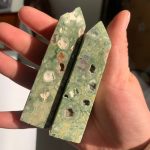 Green Rainforest Jasper Tower 4 Sides Point Free Shipping