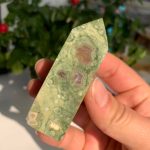 Green Rainforest Jasper Tower 4 Sides Point Free Shipping