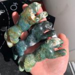 Crystal Leopard Carving Moss Agate Yooperlite UV Reactive Free Shipping
