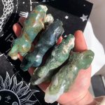 Crystal Leopard Carving Moss Agate Yooperlite UV Reactive Free Shipping