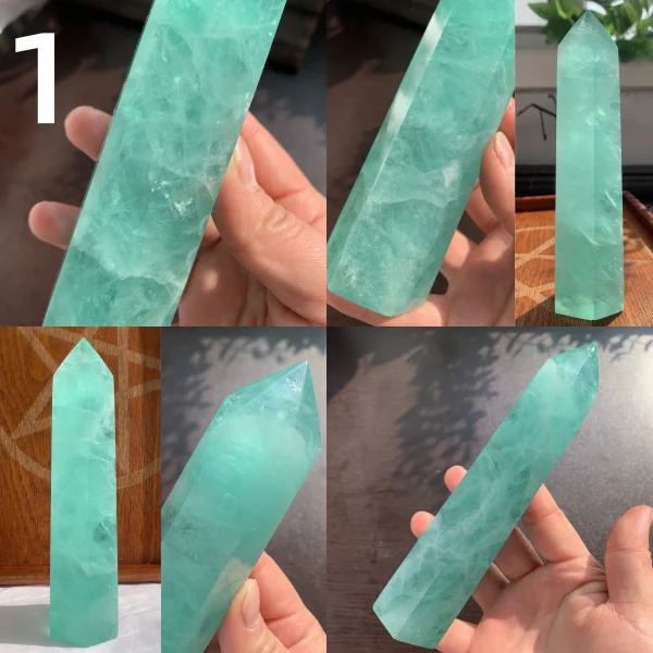 Light Green Fluorite Tower Big Crystal Point Free Shipping