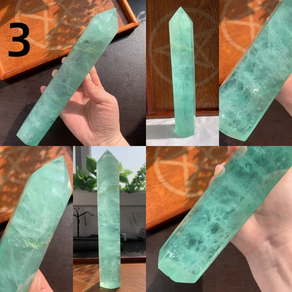 Light Green Fluorite Tower Big Crystal Point Free Shipping