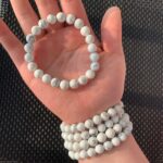 Howlite Bracelet Natural White Howlite Crystal Bracelet Stress Relief Calming Energy Communication Stone